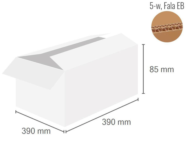 Pudełko kartonowe 390x390x85 - Klapowe (Fefco 201) - Tektura 5-warstwowa (5w)