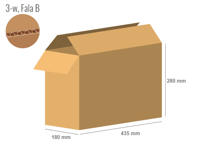 Cardboard box 435x180x280 - with Flaps (Fefco 201) - Single Wall (3-layer)