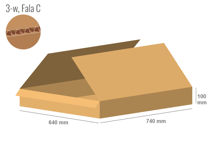 Pudełko kartonowe 740x640x100 - Klapowe Fefco 201