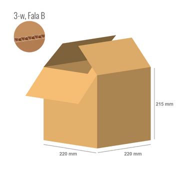 Cardboard box 220x220x215 - with Flaps (Fefco 201) - 3-layer (3w)