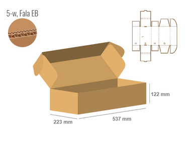 Pudełko fasonowe z tektury 5-warstwowej 537x223x122 - Fefco 427