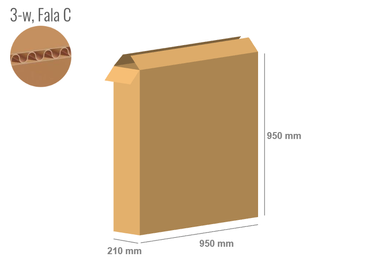 Karton 950x210x950 - mit Klappen (FEFCO 201) - 1-wellig (3-Schicht)