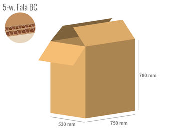 Cardboard box 750x530x780 - with Flaps (Fefco 201) - Double Wall (5-layer)