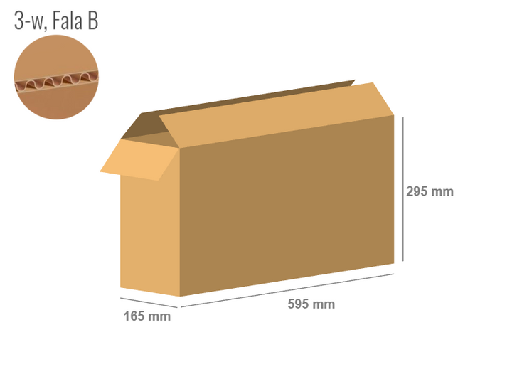 Karton 595x165x295 - mit Klappen (FEFCO 201) - 1-wellig (3-Schicht)