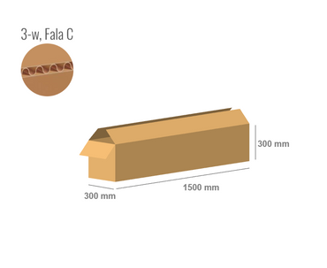 Pudełko kartonowe 1500x300x300 - Klapowe Fefco 201
