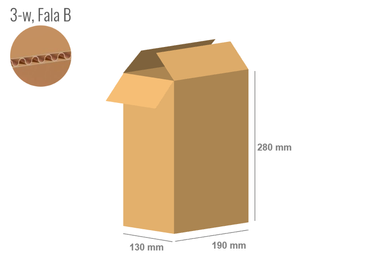 Pudełko kartonowe 190x130x280 - Klapowe Fefco 201