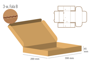Pudełko fasonowe 390x290x45 - Fefco 426