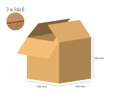 Karton 195x195x180 - mit Klappen (Fefco 201) - 3-Schicht (3w)