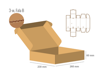 Pudełko fasonowe 260x230x60 - Fefco 427