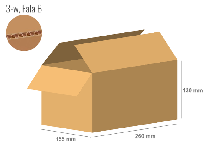 Pudełko kartonowe 260x155x130 - Klapowe Fefco 201