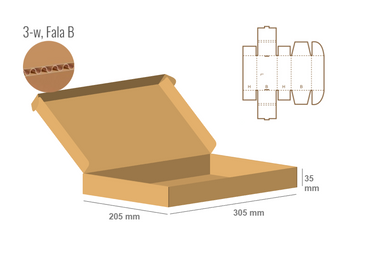 Pudełko fasonowe 305x205x35 - Fefco 427