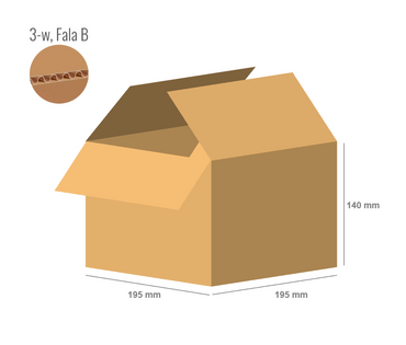 Cardboard box 195x195x140 - with Flaps (Fefco 201) - 3-layer (3w)