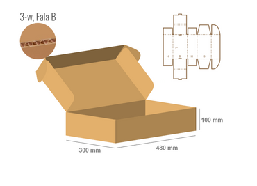 Pudełko fasonowe 480x300x100 - Fefco 427