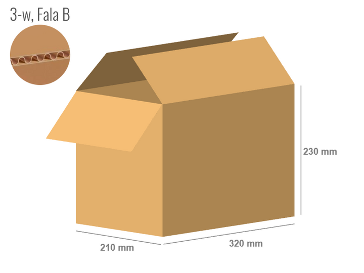 Cardboard box 320x210x230 - with Flaps (Fefco 201) - Single Wall (3-layer)