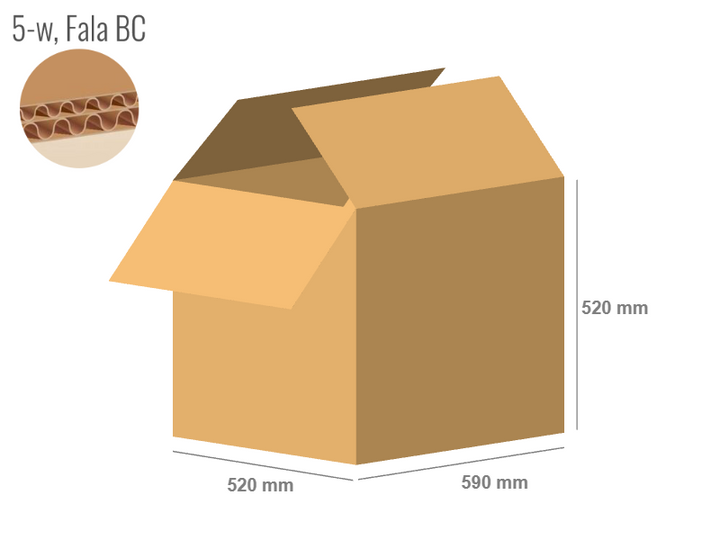 Karton 590x520x520 - mit Klappen (FEFCO 201) - 2-wellig (5-Schicht)