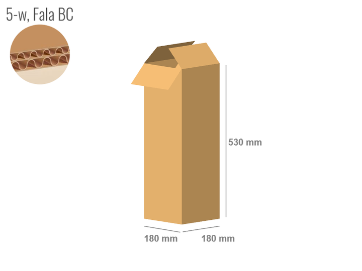 Cardboard box 180x180x530 - with Flaps (Fefco 201) - Double Wall (5-layer)