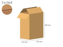 Cardboard box 215x145x285 - with Flaps (Fefco 201) - Single Wall (3-layer)