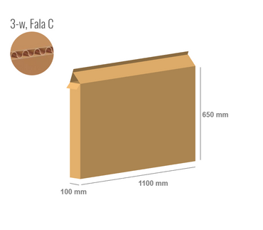 Pudełko kartonowe 1100x100x650 z klapami na zakład - Klapowe Fefco 203