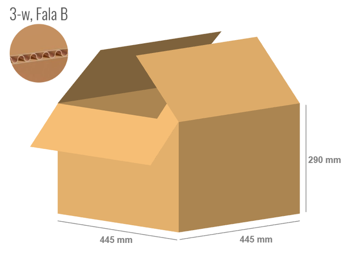 Cardboard box 445x445x290 - with Flaps (Fefco 201) - Single Wall (3-layer)