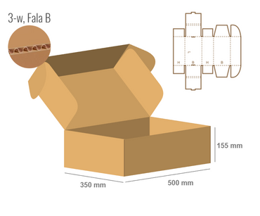 Pudełko fasonowe 500x350x155 - Fefco 427
