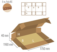 Pudełko z tektury 5-warstwowej 1750x1160x40 - Fefco 409