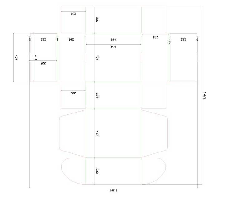 Pudełko fasonowe 450x400x220 - Fefco 427