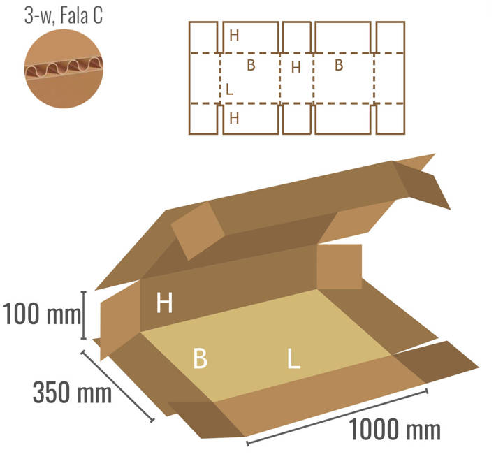 Pudełko kartonowe 1000x350x100 - Fefco 409