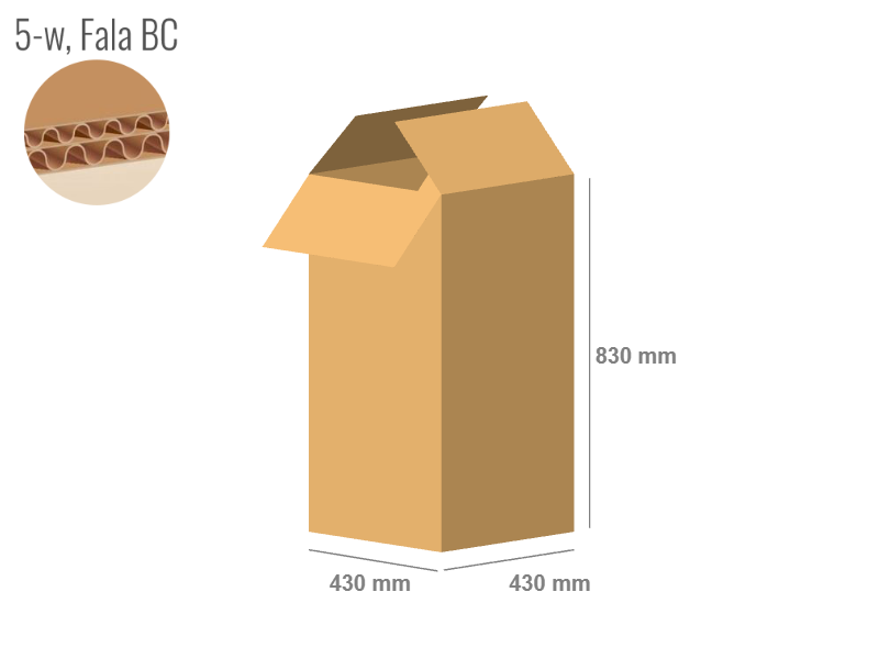 Pudełko z tektury 5-warstwowej 430x430x830 - Klapowe Fefco 201