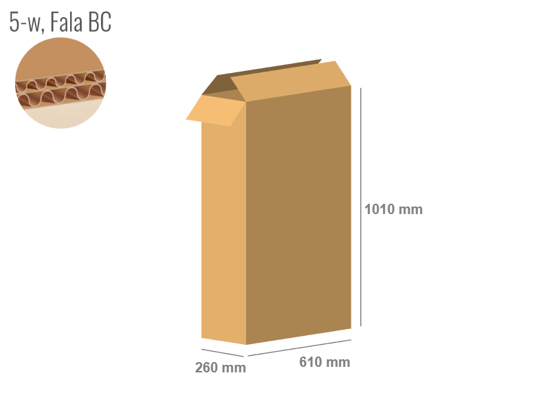 Pudełko z tektury 5-warstwowej 610x260x1010 - Klapowe Fefco 201