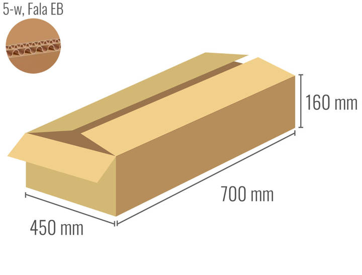 Pudełko z tektury 5-warstwowej 700x450x160 - Klapowe Fefco 201