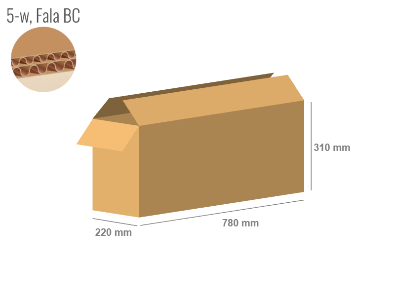 Pudełko z tektury 5-warstwowej 780x220x310 - Klapowe Fefco 201